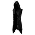 thumbnail image 3 of MQLKF Men's Ruffle Jacket Long Hooded Sleeveless Scarf Collar Cardigan Draped Plain Lightweight Cape Coat Versatile Casual Unique Clothes, 3 of 6