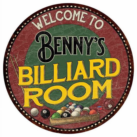 Benny's Billiard Room 14" Round Metal Sign Kitchen Wall Decor 100140033126
