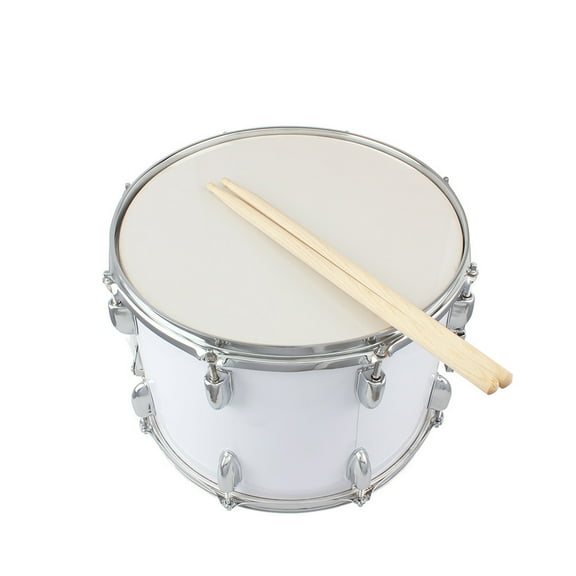 Ktaxon 14" x 10" Marching Drum Set with Drumsticks, Tuning Key & Adjustable Strap | White | For Marching Band & Student Use