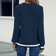 thumbnail image 6 of Wutalume Women's Long Sleeve V Neck Color Block Slim Knit Sweater, Fall Soft Lightweight Top, Solid Base Layer for Styling and Comfort,Navy 2XL, 6 of 6