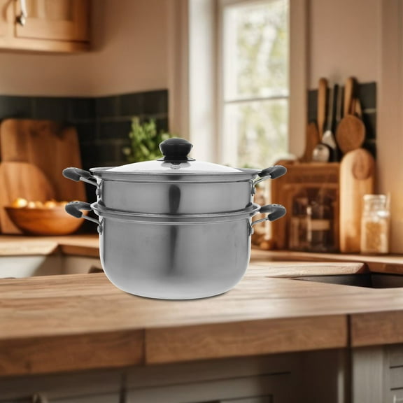 PBPBOX Stainless Steel Stock Pot with Steamer Silver 1Pack