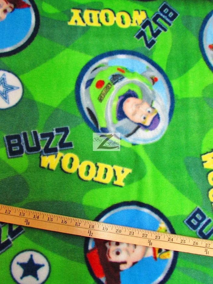 Fleece Printed Fabric Disney Toy Story / Buzz & Woody Circles By