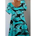 thumbnail image 4 of Nyfairy Women's Teal Floral Print Short Sleeve V-Neck Flowy Midi Dress, 4 of 4