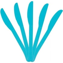 JAM Paper Plastic Knives, Bright Blue, 48 Disposable Knives/Pack