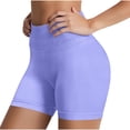 thumbnail image 4 of FRSASU Women's Workout Impact Shorts Lightweight High Waist Scrunch Solid Color Seamless Booty Biker Gym Shorts Purple, 4 of 7