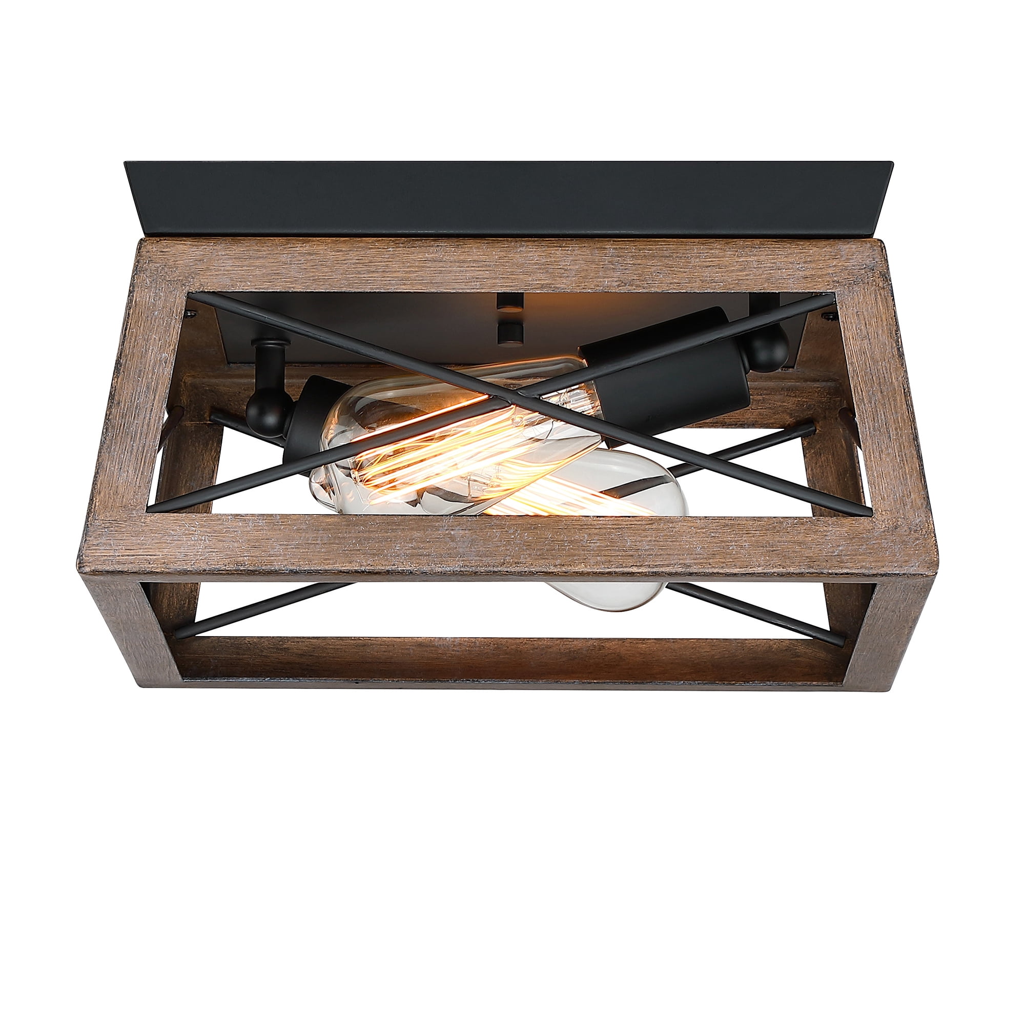 2-Light Farmhouse Flush Mount Ceiling Light Metal Light Fixture for Kitchen, Hallway, Bedroom, Living Room, Foyer