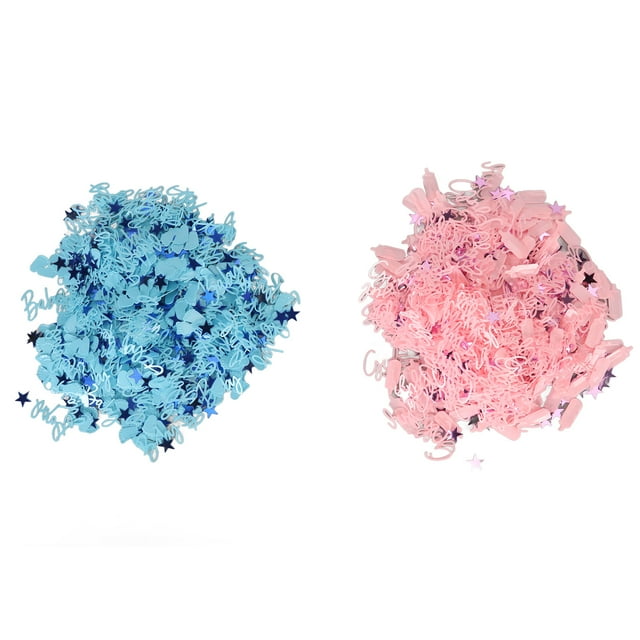 Confeti de revelación de género de 160 g, exquisito confeti reutilizable para mesa de revelación de género, confeti rosa y azul para fiesta de baby shower.