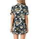 thumbnail image 3 of INSPIRAR CHIC Conjunto de Pijama de Verano para Mujeres, Camisa de Botones con Pantalones Cortos, Flores Negras, 3 of 5