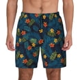 thumbnail image 2 of Picia Hawaiian Style pattern Mens Swim Trunks with Compression Liner Stretch Beach Shorts Quick Dry with Zipper Pockets No-Chafing Board Shorts-, 2 of 9