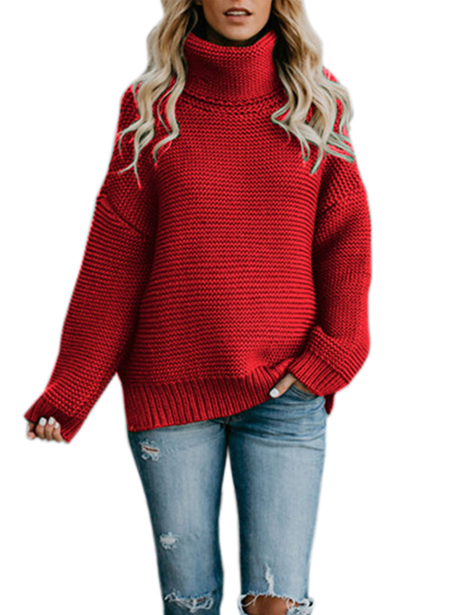 Women Girl Winter High Collar Crop Tops Knitted Pullover Sweater Knitwear Jumper 