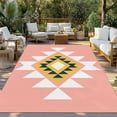thumbnail image 3 of Fsddascl Pink Black Yellow Boho Outdoor Rug for Patio/Deck/Porch, Non-Slip Large Area Rug 4 x 6 Ft, Simple Romantic Abstract Geometric Indoor Outdoor Rugs Washable Area Rugs, Camping Rug Carpet, 3 of 5
