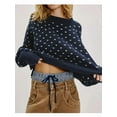 thumbnail image 5 of Women'S Oversized Polka Dot Knit Sweater Casual Loose-Fit Pullover for Fall and Winter Navy Blue L, 5 of 7