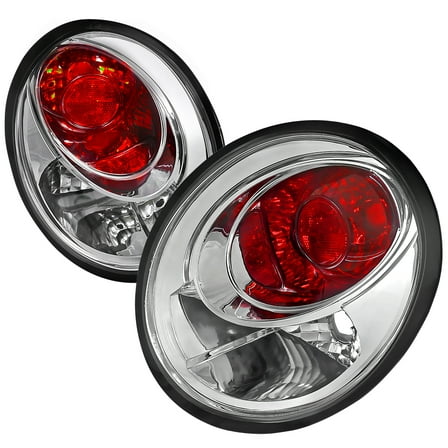 EURO TAIL LIGHTS CHROME HOUSING Made for and Compatible with 98-05 VOLKSWAGEN BEETLE