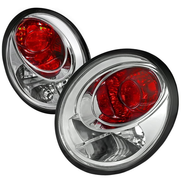 EURO TAIL LIGHTS CHROME HOUSING Made for and Compatible with 98-05 VOLKSWAGEN BEETLE