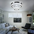 thumbnail image 6 of Diisunbihuo 15.7" Modern Crystal Chandelier 2 Rings Crystal Ceiling Light Fixture Semi-Flush Mount Ceiling Light Chandeliers for Bedrooms Living Room (Cool White), 6 of 8