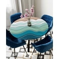 thumbnail image 5 of nqOlkjepod Teal Blue Ombre Stripe Round Tablecloth, Fitted Table Cover with Elastic for 36"-44" Round Tables, Abstract Summer Beach Coastal Table Cloth Outdoor Dinning Party Waterproof Tablecloths, 5 of 6