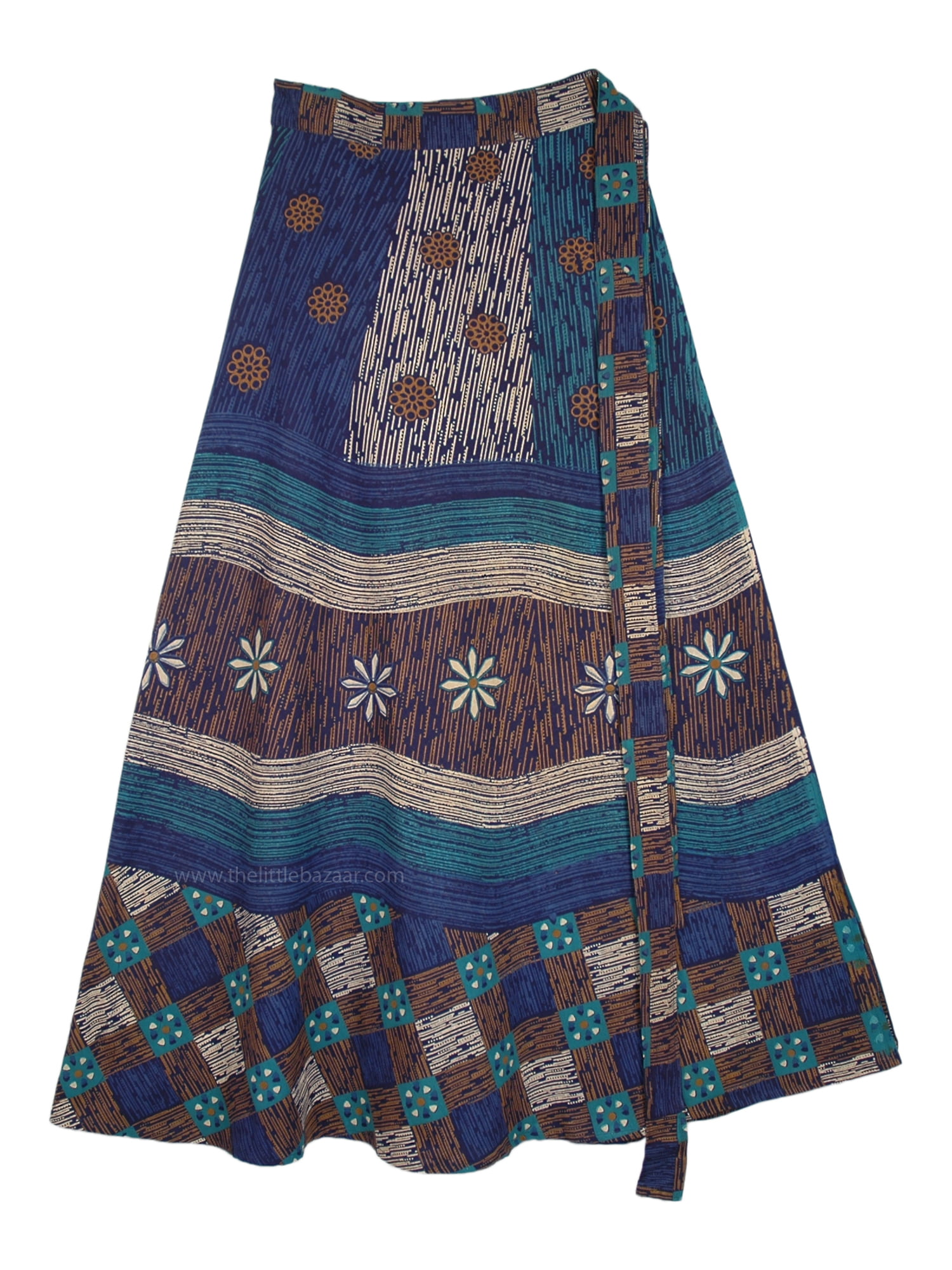 Long Cotton Indian Wrap Skirt in Boho Tribal Inspired Print - Walmart.com