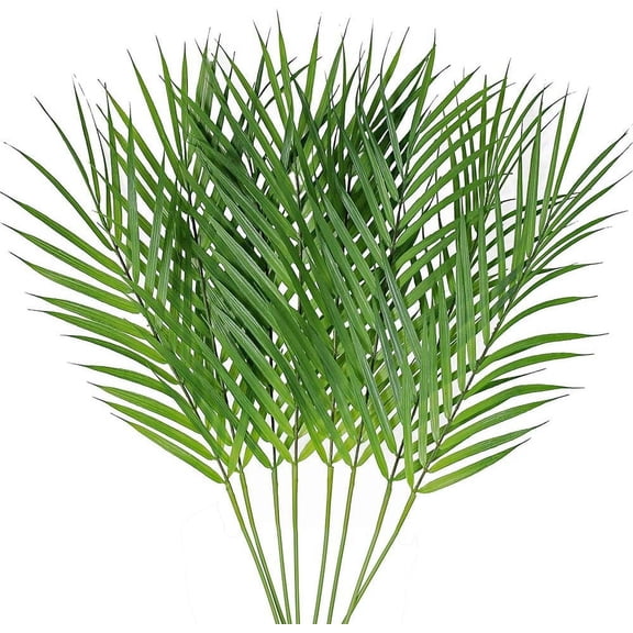 TETOU 8Pcs Artificial Palm Leaves, Stems Greenery Tropical Palm Tree Leaves Plants, Faux Monstera Leaves for Palm Sunday Floral Arrangement Hawaiian Luau Jungle Beach Wedding Party