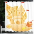 thumbnail image 4 of Ambesonne Summer Shower Curtain, Sand Castle Kingdom Summer, 69"Wx75"L, Pale Yellow, 4 of 5