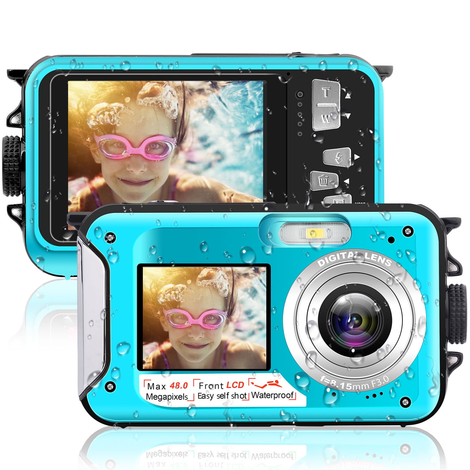 SEREE Waterproof Digital Camera Underwater Cameras FHD 2.7K 48 MP Dual