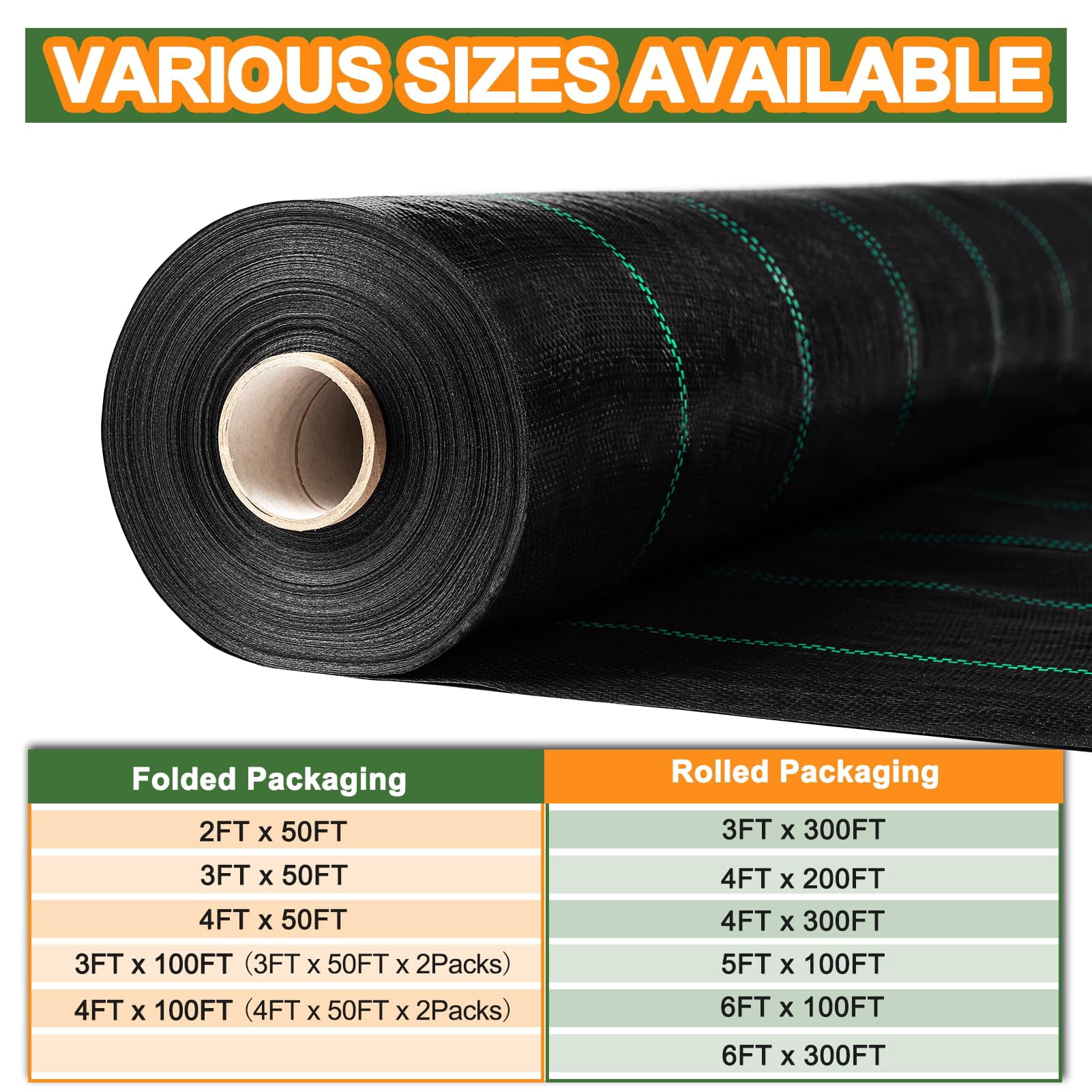 Weed Barrier Landscape Fabric Heavy Duty  3ft X 100ft Thicken Garden Mats Cloth Durable Control Mulch Breathable For Landscaping Blocker Bed Cover(2 Pack 3x50ft)