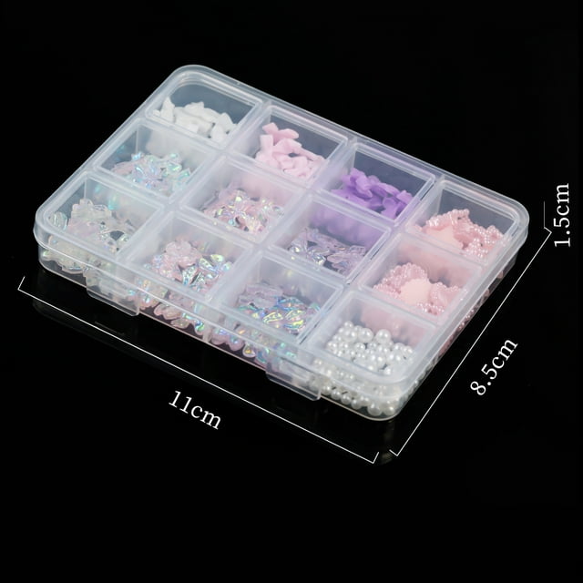 Juego de accesorios para uñas con cinta, caja de perlas, accesorios para uñas DIY