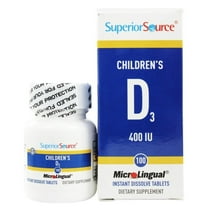 Superior Source Children's Vitamin D3 400 IU - Teeth, Bone & Immune Support Supplement for Kids - Non-GMO - 100 MicroLingual Dissolvable Tablets
