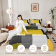 thumbnail image 4 of Manfei Abstract Geometric Queen Comforter Set, Yellow Gray Black WhiteSquare Comforter Sets Queen, Black Reversible 3-Piece, 1 Comforter and 2 Pillowcases, 4 of 6