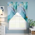 thumbnail image 6 of Turquoise Marble Kitchen Window Curtains, Swag Curtains Valance for Bedroom Living Room Bathroom, Abstract Green Modern Luxury Cracks Rod Pocket Window Treatment Curtain Block Drapes 2 Panels 28"x36", 6 of 9