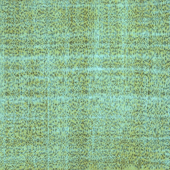 Ahgly Company Indoor Square Abstract Light Blue Contemporary Area Rugs, 7' Square