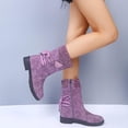 thumbnail image 6 of Patlollav Womens Shoes Retro Western Boots Casual Warm Low Heels Mid-Calf Boots, 6 of 6