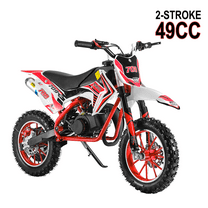 49cc 2-Stroke Kids Dirt Bike, Dirt Bike Gas, Motorcycle with Front/Rear Disc Brakes, Shock Absorption, Off-Road Tires, Soft Seat Cushion, Mini Dirt Bike for Kids 8-14