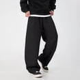 thumbnail image 4 of Men's Baggy Sweatpants Wide Leg Lounge Casual Jogging Pants High Waist Drawstring 2 Deep Pockets Open Bottom Workout Athletic Outfits Loose Joggers Pants Fashion Streetwear Soft Fabric Black L, 4 of 6