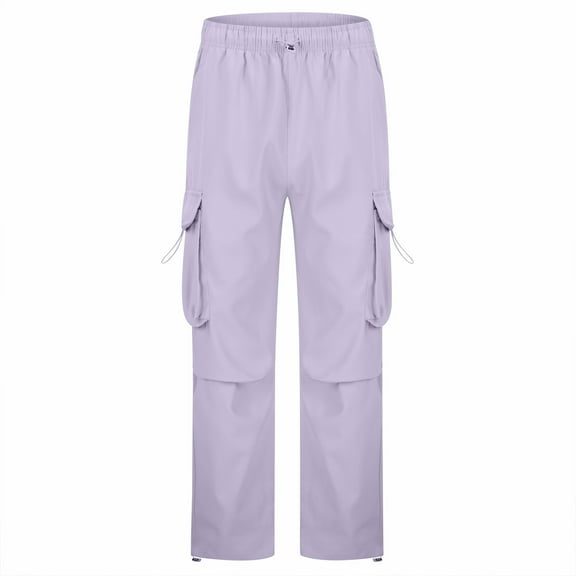 Mens Casual Cargo Pants Relaxed Fit Lightweight Stretch Elastic Waist Drawstring Joggers Pants Pockets