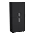 thumbnail image 4 of Xukmct 4 Doors Clothes Storage Cabinet with 6 Shelves and 2 Hanging, 70" Tall Armoire for Bedroom, Living Room, Black, 4 of 7