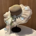 thumbnail image 4 of Delayuji Womens Bowknot Hat Lace Ribbon Decor Breathable UV Protection Summer Hats Travel Stylish Floral Hat Portable Outdoor beach hat Daily Sun Cap, 4 of 4