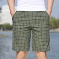 thumbnail image 3 of Aofany Plus Size Mens Casual Shorts Fashion With Zippered Pocket Elastic Waist Beach Shorts Cotton Comfy Plaid Short Pant, 3 of 7
