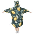 thumbnail image 2 of FORMRS Wearable Blanket Hoodie with Sleeves for Kids Cozy Flannel Sweatshirt, Blue Floral Lemons, 2 of 7