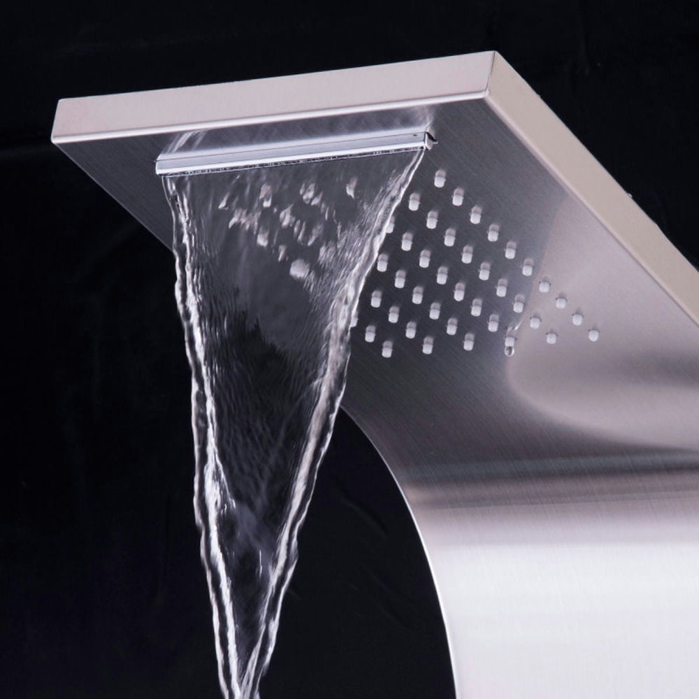 Finihen Shower Panel, Shower Panel Tower System, 57 Inch Stainless Steel Massage Jets Hand Shower Shower Panel, Silver Finihen Shower Panel, Shower Panel Tower System, 57 Inch Stainless Steel Massage Jets Hand Shower Shower Panel, Silver