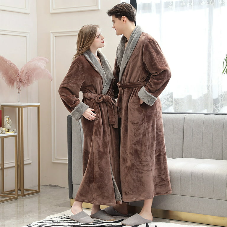 Lovor Men's Soft Hooded Fleece Plush Robe Full Length Shawl Bathrobe Winter  Warm Shawl Home Clothes Long Sleeved Robe Coat(A Gray,3XL),3X-Large at   Men's Clothing store