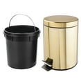 thumbnail image 4 of mDesign Small 1.3 Gallon Round Metal Step Trash Can, Liner/Handle - Soft Brass, 4 of 8