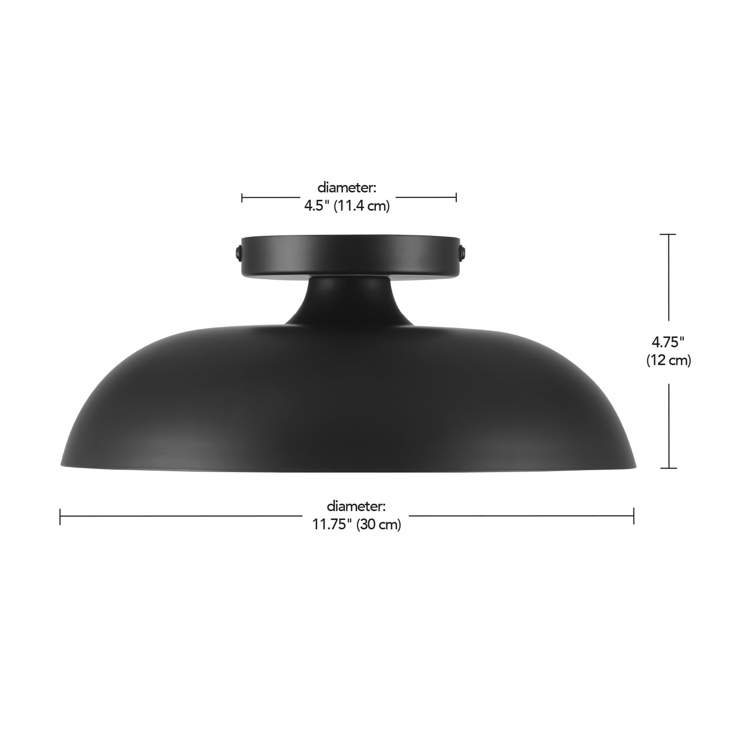 Better Homes & Gardens Contemporary Matte Black 1-Light Indoor Flush Mount, White Inner Shade