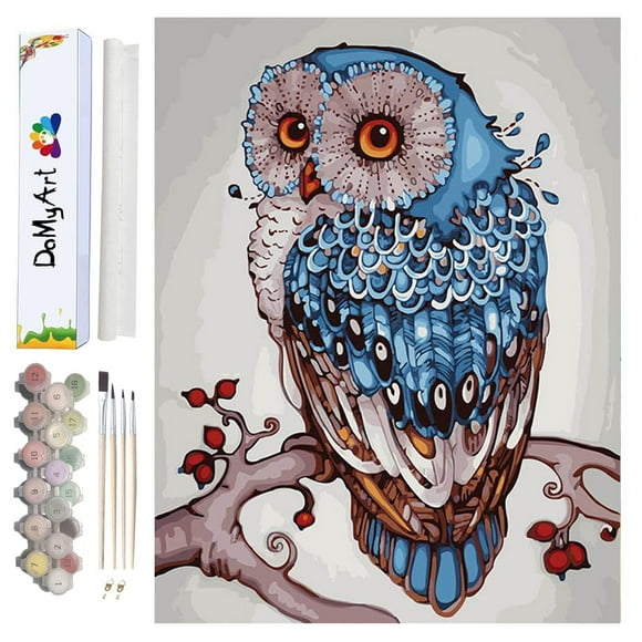 DoMyArt Acrylic Paint by Number Kit On canvas for Adults Beginner, Paint with Acrylic Animals Art Painting Kits DIY Adult crafts Acrylic Art Project Kits (Lucky Owl)