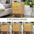 thumbnail image 6 of Nightstand with Charging Station, Fluted Nightstand with LED Lights, Modern Rustic Side Table with 2 Storage Drawers, Wooden End Table for Bedroom, Natural Oak, 6 of 7