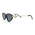 thumbnail image 3 of Womens Arrow Triangle Jewel Hinge Thin Plastic Cat Eye Designer Sunglasses Black Gold - Black, 3 of 4