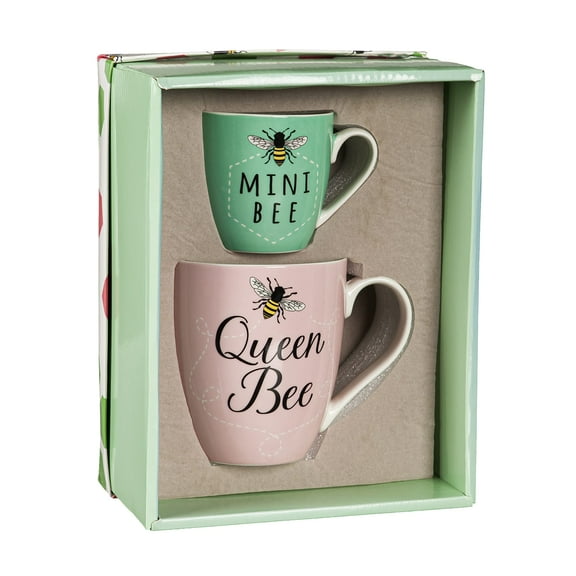 Mommy and Me Ceramic Cup Gift set, 17 OZ, Queen Bee Mini Bee
