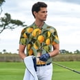 thumbnail image 3 of Balery Retro Warm Lemon Flower Camisa Polo de Hombre con Estampado, de Manga Corta y Tejido Medio, Camisa Tipo Golf Polo-Medium, 3 of 6