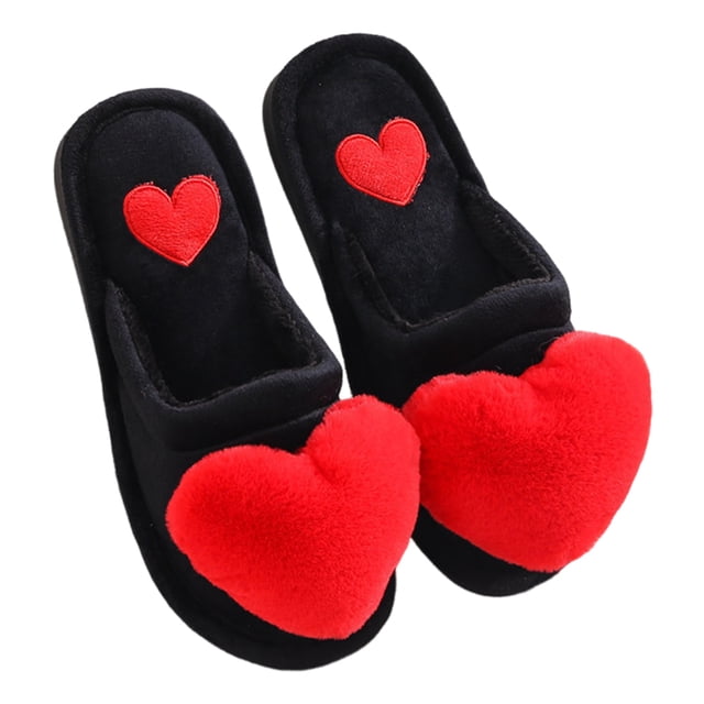 Con Punta Cerrada para Mujer Pantuflas Forma Corazón Felpa Cómodas Otoño E Invierno