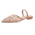 thumbnail image 2 of Samdudou Dressy Flats for Women Elegant Pointed Closed Toe Slingback Shoes Sheer Mesh Rhinestone Embellished Slides Wedding Evening Party Bridal Footwear Style, 2 of 9