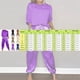 thumbnail image 3 of Conjunto de pijama de mujer con top de manga media y pantalones de satén suave - Poliéster spandex, estampado, para todas las estaciones - S-XXXXXL, 3 of 5